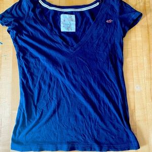 V-neck cotton tee, rich navy blue color